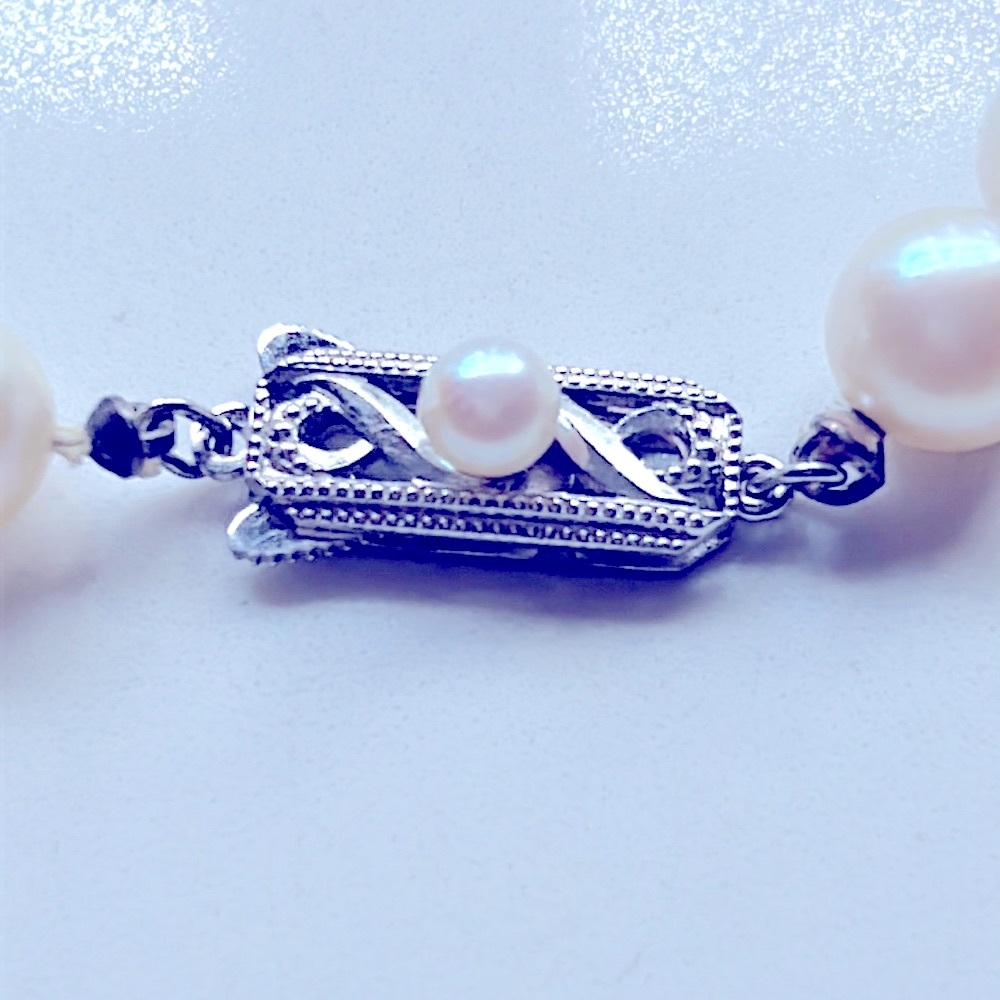 Mikimoto 14k solid white gold 16 inch pearl necklace. - Picture 2 of 5
